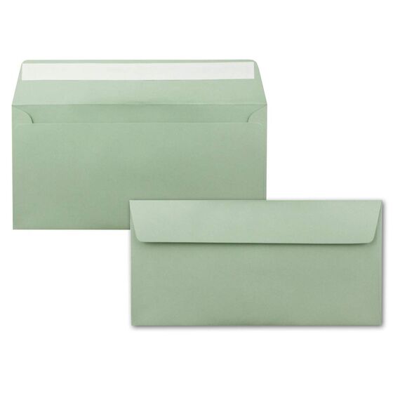 150x Briefpapier Set DIN A4 mit DIN Lang Briefumschlägen, Haftklebung - Eukalyptus-Grün - mattes Schreibpapier mit Kuverts - FarbenFroh by GUSTAV NEUSER