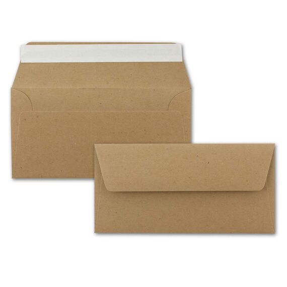 200x Briefpapier Set DIN A4 mit DIN Lang Briefumschlägen, Haftklebung - Kraftpapier Braun - Recycling-Schreibpapier mit Kuverts - FarbenFroh by GUSTAV NEUSER