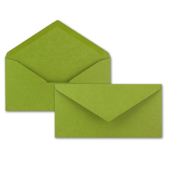 200x Briefpapier Set DIN A4 mit DIN Lang Briefumschlägen, Nassklebung - Kraftpapier-Hellgrün - Recycling-Schreibpapier mit Kuverts - FarbenFroh by GUSTAV NEUSER