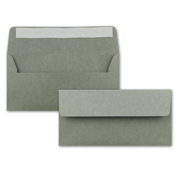 150x Briefpapier Set DIN A4 mit DIN Lang Briefumschlägen, Haftklebung - Kraftpapier-Grau - Recycling-Schreibpapier mit Kuverts - FarbenFroh by GUSTAV NEUSER