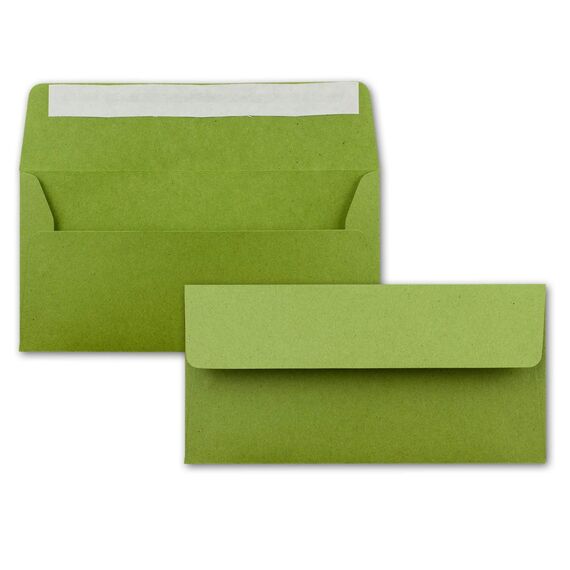 200x Briefpapier Set DIN A4 mit DIN Lang Briefumschlägen, Haftklebung - Kraftpapier-Hellgrün - Recycling-Schreibpapier mit Kuverts - FarbenFroh by GUSTAV NEUSER