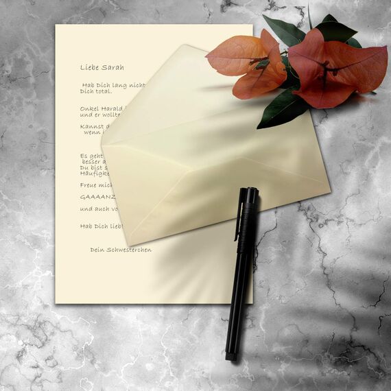 150x Briefpapier Set DIN A4 mit DIN Lang Briefumschlägen, Nassklebung - Creme-Vanille - mattes Schreibpapier mit Kuverts - FarbenFroh by GUSTAV NEUSER