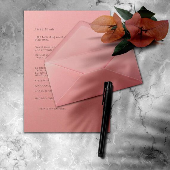 150x Briefpapier Set DIN A4 mit DIN Lang Briefumschlägen, Nassklebung - Alt-Rosa - mattes Schreibpapier mit Kuverts - FarbenFroh by GUSTAV NEUSER