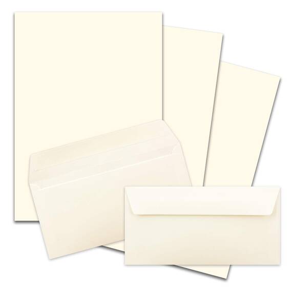 400x Briefpapier Set DIN A4 mit DIN Lang Briefumschlägen, Haftklebung - Naturweiß - mattes Schreibpapier mit Kuverts - FarbenFroh by GUSTAV NEUSER