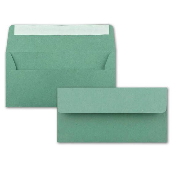 250x Briefpapier Set DIN A4 mit DIN Lang Briefumschlägen, Haftklebung - Kraftpapier Eukalyptus-Grün - Recycling-Schreibpapier mit Kuverts - FarbenFroh by GUSTAV NEUSER
