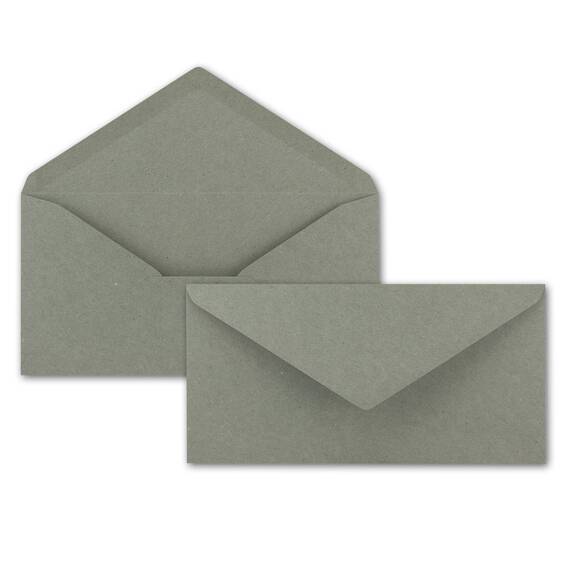 400x Briefpapier Set DIN A4 mit DIN Lang Briefumschlägen, Nassklebung - Kraftpapier-Grau - Recycling-Schreibpapier mit Kuverts - FarbenFroh by GUSTAV NEUSER