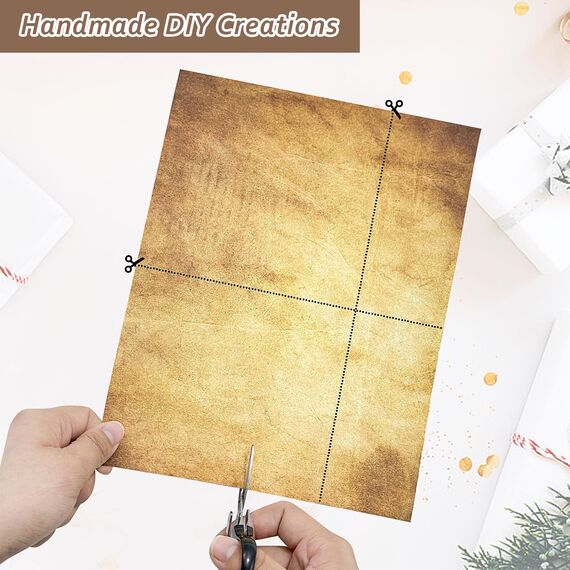 Xpieoyrm 50 Blatt Blätter Retro Briefpapier, A4 Beidseitig Bedruckbar Briefpapier Vintage Papier, Briefpapier Schreibpapier, Druckpapier für Einladungen, Basteln, Briefschreiben und Papier Schatzkarte