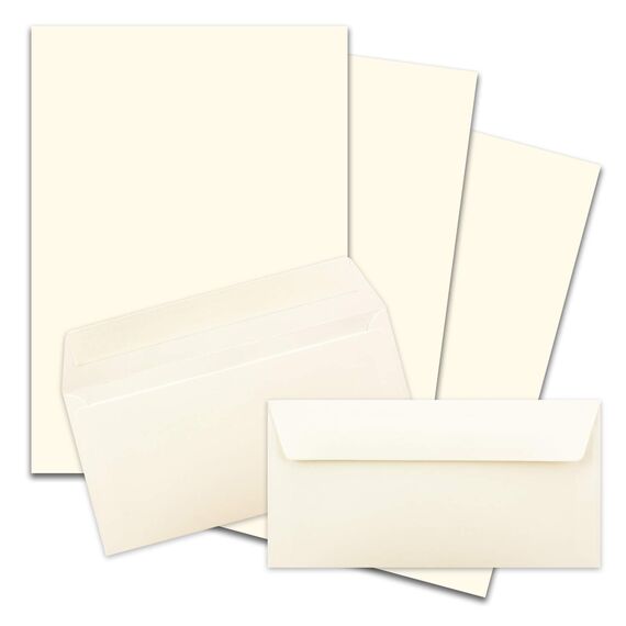 1000x Briefpapier Set DIN A4 mit DIN Lang Briefumschlägen, Haftklebung - Naturweiß - mattes Schreibpapier mit Kuverts - FarbenFroh by GUSTAV NEUSER