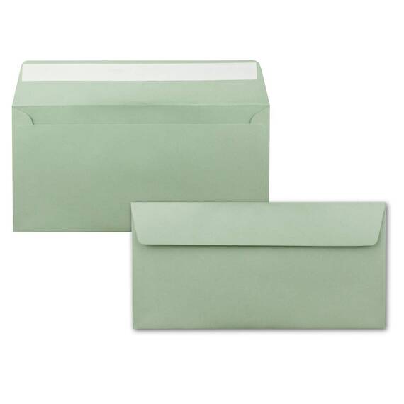 500x Briefpapier Set DIN A4 mit DIN Lang Briefumschlägen, Haftklebung - Eukalyptus-Grün - mattes Schreibpapier mit Kuverts - FarbenFroh by GUSTAV NEUSER
