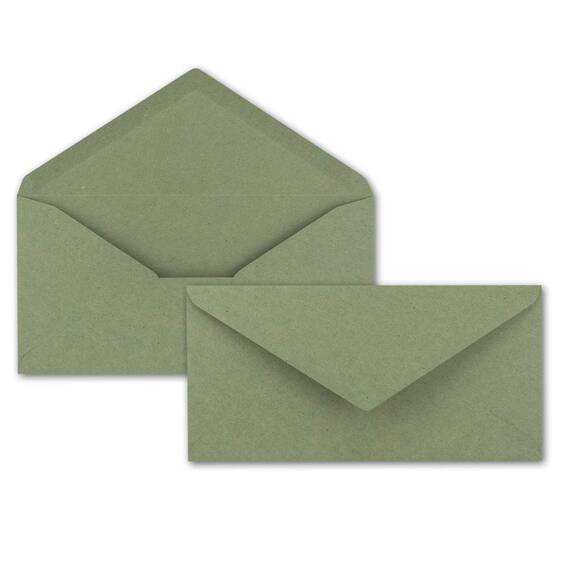 700x Briefpapier Set DIN A4 mit DIN Lang Briefumschlägen, Nassklebung - Kraftpapier-Grün - Recycling-Schreibpapier mit Kuverts - FarbenFroh by GUSTAV NEUSER