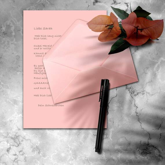 700x Briefpapier Set DIN A4 mit DIN Lang Briefumschlägen, Nassklebung - Rosa - mattes Schreibpapier mit Kuverts - FarbenFroh by GUSTAV NEUSER