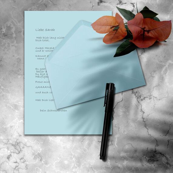 1000x Briefpapier Set DIN A4 mit DIN Lang Briefumschlägen, Nassklebung - Hellblau - mattes Schreibpapier mit Kuverts - FarbenFroh by GUSTAV NEUSER