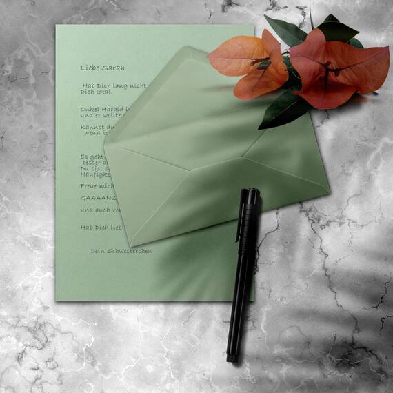 700x Briefpapier Set DIN A4 mit DIN Lang Briefumschlägen, Nassklebung - Eukalyptus-Grün - mattes Schreibpapier mit Kuverts - FarbenFroh by GUSTAV NEUSER