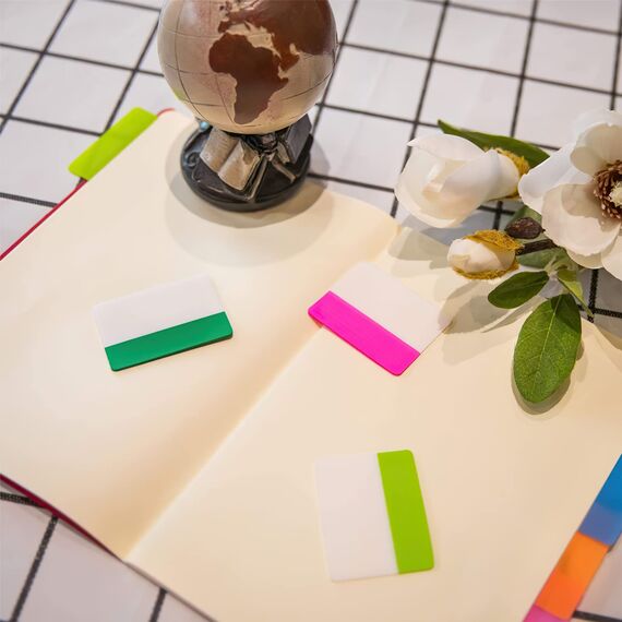 OWLKELA 480 Stück Haftstreifen, 5.3 * 4cm-Tabs, Farbige Seitenmarkierungen Repositionierbare Bandfahnen für Bücher, Binder und Aktenordner, [24 Sets 12 Farben] Einfach zu Kleben, Sauber zu Entfernen