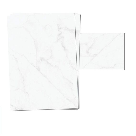 25er Set PRESENTOU Briefpapier beidseitig bedruckt 120 Gramm Papier | Motivpapier Urkundenpapier Urkunde Speisekarte Liebesbrief (Marmoriert, 25 + 25 Bögen + Umschläge)