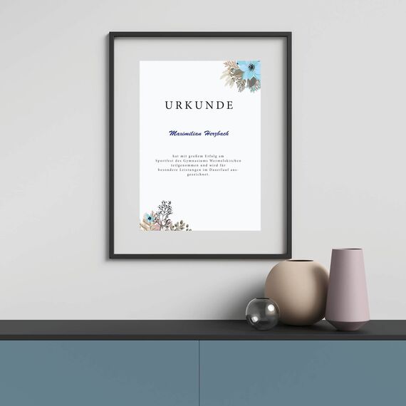 PRESENTOU Briefpapier bedruckt 120 Gramm Papier | Motivpapier Urkundenpapier Urkunde Speisekarte Liebesbrief (Blumen & Braun, 25 + 25 Bögen + Umschläge)