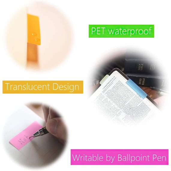 OWLKELA 480 Stück Haftstreifen, 5.3 * 4cm-Tabs, Farbige Seitenmarkierungen Repositionierbare Bandfahnen für Bücher, Binder und Aktenordner, [24 Sets 12 Farben] Einfach zu Kleben, Sauber zu Entfernen