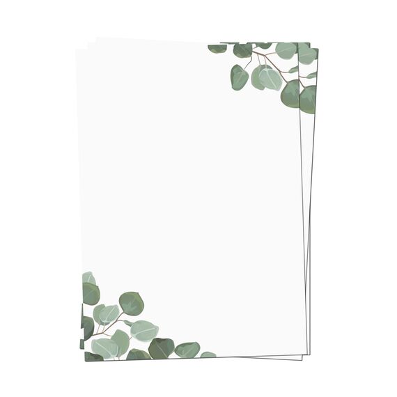 Presentou 50 x Briefpapier beidseitig Bedruckt 120 Gramm Papier | Motivpapier Urkundenpapier Urkunde Speisekarte Liebesbrief (Eukalyptus, 50 Bögen)