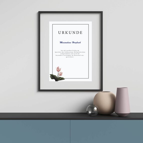 PRESENTOU Briefpapier beidseitig bedruckt 120 Gramm Papier | Motivpapier Urkundenpapier Urkunde Speisekarte Liebesbrief (Blume & Altrosa, 50 Bögen)