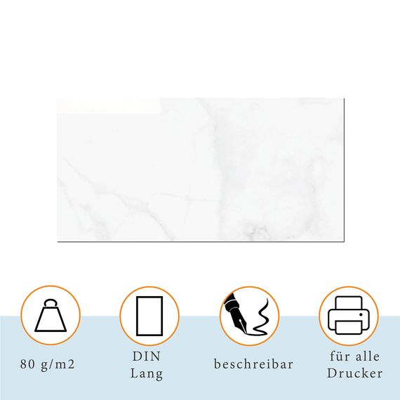 50 x PRESENTOU Briefpapier beidseitig bedruckt 120 Gramm Papier | Motivpapier Urkundenpapier Urkunde Speisekarte Liebesbrief (Marmoriert, 50 Umschläge)