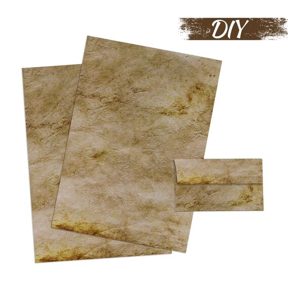 ABSOFINE Vintage Papier, 25 Stück DIN A4 Bedruckbar Briefpapier Vintage Pergamentpapier, 120g Retro Urkundenpapier Mittelalterliches Altes Papier für Hochzeit, Geschenke, Nostalgie, Geburtstag