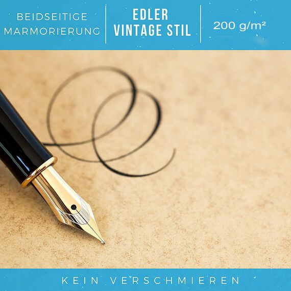 Betterpress® 25 Blatt DIN A4 120 g/m² Urkundenpapier A4 bedruckbar Gastropapier Briefpapier Altes Vintage Papier Elefantenhaut Papier Speisekartenpapier beidseitig Schatzkarte Flaschenpost