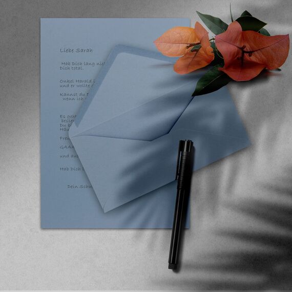 1000x Briefpapier Set DIN A4 mit DIN Lang Briefumschlägen, Nassklebung - Graublau - mattes Schreibpapier mit Kuverts - FarbenFroh by GUSTAV NEUSER