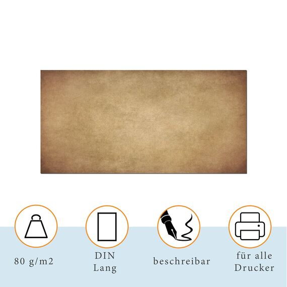 PRESENTOU Briefpapier beidseitig bedruckt 120 Gramm Papier | Motivpapier Urkundenpapier Urkunde Speisekarte Liebesbrief (Vintage Dunkel, 25 + 25 Bögen + Umschläge)