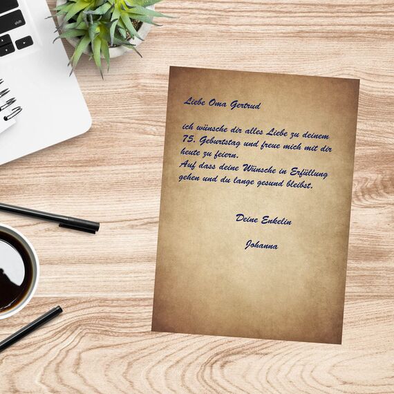 PRESENTOU Briefpapier beidseitig bedruckt 120 Gramm Papier | Motivpapier Urkundenpapier Urkunde Speisekarte Liebesbrief (Vintage Dunkel, 50 Bögen)