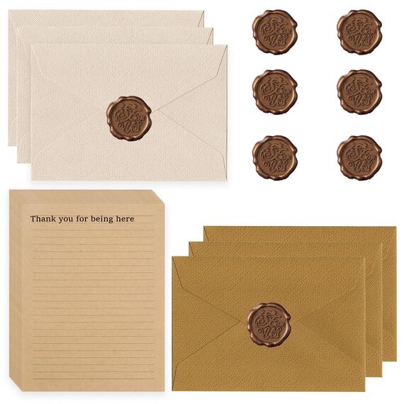 22 Stück Briefpapier Vintage Papier, Set Mit 6 Leinenumschlag Umschläge Und Wachssiegel 20 A5 Briefpapier Vintage Papier, Kraftpapier Umschläge, Für Geburtstag, Hochzeits Einladung Grußkarten