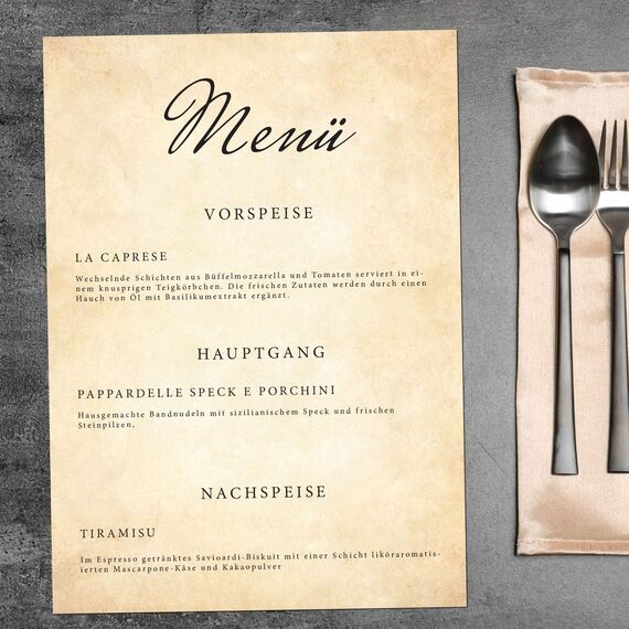 50 x PRESENTOU Briefpapier beidseitig bedruckt 120 Gramm Papier | Motivpapier Urkundenpapier Urkunde Speisekarte Liebesbrief (Vintage Hell, 50 Bögen)