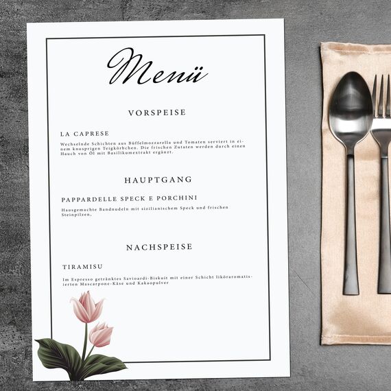 PRESENTOU Briefpapier beidseitig bedruckt 120 Gramm Papier | Motivpapier Urkundenpapier Urkunde Speisekarte Liebesbrief (Blume & Altrosa, 50 Bögen)