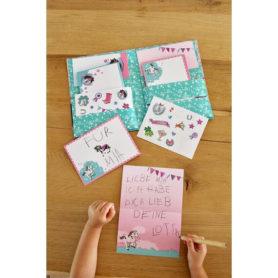 moses. Pferde Briefpapier-Set - Briefbögen, Briefumschläge und bunte Sticker in einer praktischen Aufbewahrungsmappe, Utensilien für Brief-FreundInnen, 26246