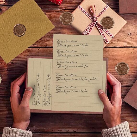 22 Stück Briefpapier Vintage Papier, Set Mit 6 Leinenumschlag Umschläge Und Wachssiegel 20 A5 Briefpapier Vintage Papier, Kraftpapier Umschläge, Für Geburtstag, Hochzeits Einladung Grußkarten