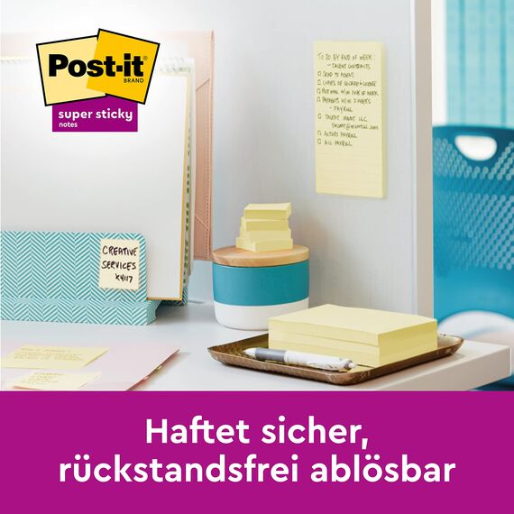 Post-it Super Sticky Z-Notes Gelb, Vorteilspackung mit 12 Blöcken, 90 Blatt pro Block, 76 mm x 76 mm - Für Notizen, To-Do-Listen & Erinnerungen