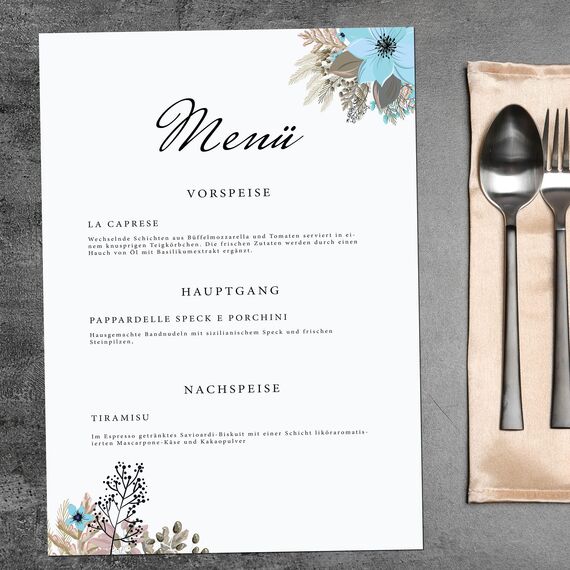 PRESENTOU Briefpapier bedruckt 120 Gramm Papier | Motivpapier Urkundenpapier Urkunde Speisekarte Liebesbrief (Blumen & Braun, 50 Bögen)