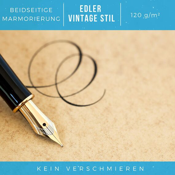 Betterpress® 100 Blatt DIN A4 120 g/m² Urkundenpapier A4 bedruckbar Gastropapier Briefpapier Altes Vintage Papier Elefantenhaut Papier Speisekartenpapier beidseitig Schatzkarte Flaschenpost