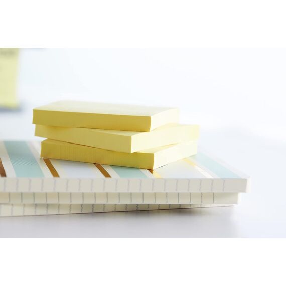 Post-it Recycling Notes Mini Tower, 38 x 51 mm, 100 Blatt, 6 Block, Pastellgelb - in Weiteren Farben Verfügbar - Selbstklebende Notizzettel aus 100% Recyclingpapier