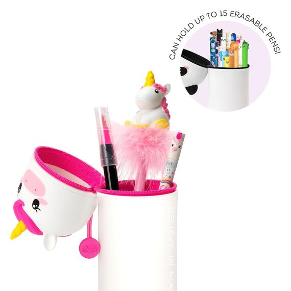 LEGAMI - 2-in-1 Weiche Silikontasche - Kawaii, Giraffe Schultasche, Tischstifthalter, Reißverschluss, Silikon, Stiftetasche Buntstifte Marker, H 18,5 cm