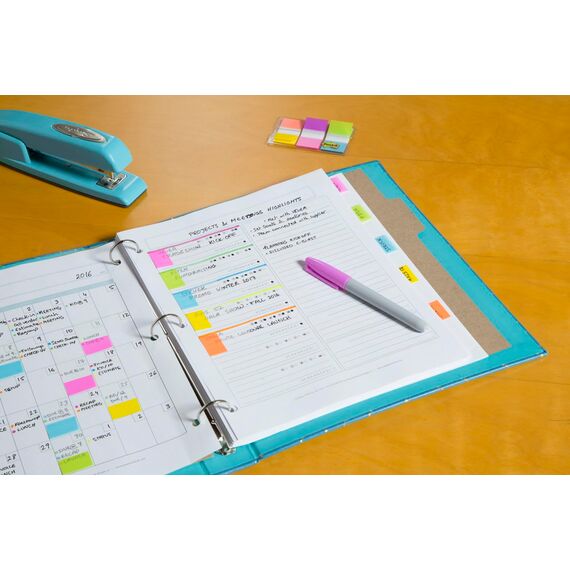 Post-it Index Hafstreifen, Klein, Karierte Bedruckte Kollektion, 11,9 mm x 43,2 mm, 100/Packung - Extrastarke Haftstreifen für Dokumente und Informationen