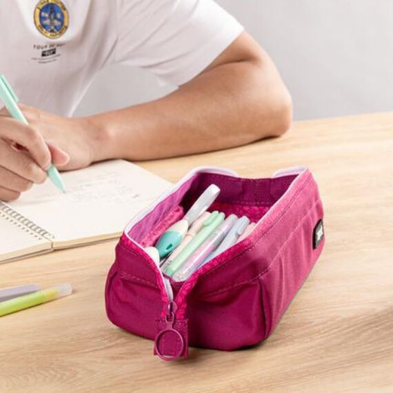 ZIPIT Lenny Federmäppchen für Mädchen, Großes Mäppchen für Schule und Büro, Etui mit breiter Öffnung, Federmappe Rosa