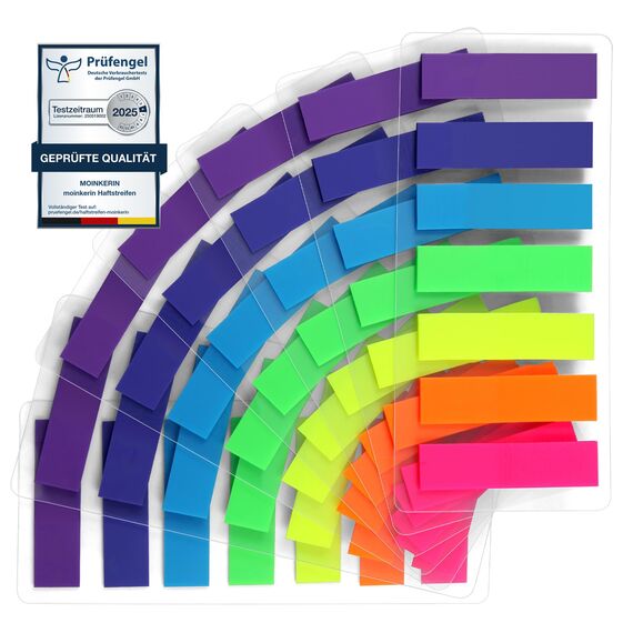 moinkerin Haftstreifen Haftmarker Film Textstreifen Klebezettel Klebemarkierungen Kleine Fahnen Haftnotizen Tabs Beschreibbare Etiketten (A-980 Stücke - Rechteck)
