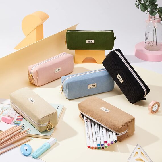 KALIDI Mäppchen Federmäppchen Mädchen Teenager Stiftetasche Stiftemappe Cord-Stoff Federtasche Pencil Case Schulmäppchen