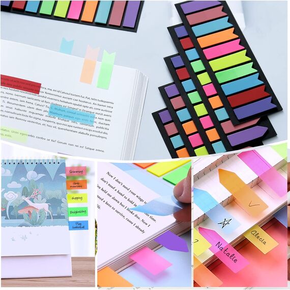 moinkerin Haftstreifen Haftmarker Film Textstreifen Klebezettel Klebemarkierungen Kleine Fahnen Haftnotizen Tabs Beschreibbare Etiketten (D-1200 Stücke -3 Stil)