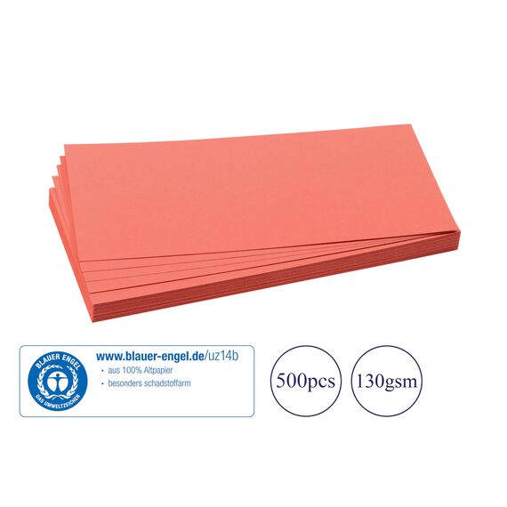 FRANKEN Moderationskarten Rechteck, 205 x 95 mm, 500 Stück, Präsentationskarten ideal für Meetings, Trainings, Schulungen im Büro oder Hotel und Lehrer in der Schule, Metaplankarten, Rot, UMZ 1020 07