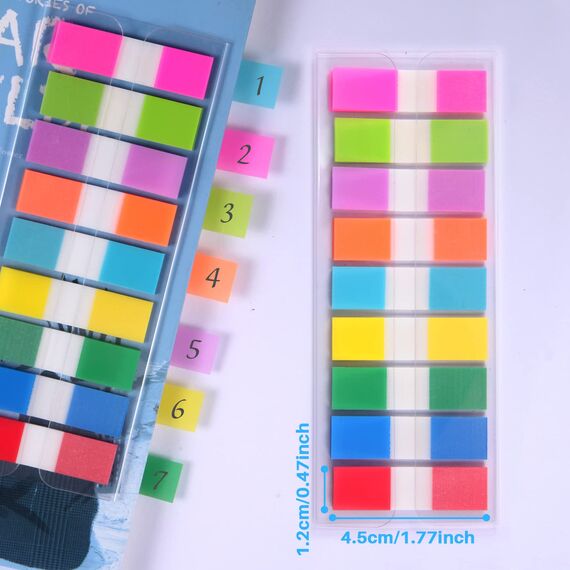 Sticky Notes,moinkerin 900 Stücke Haftnotizen Tabs Haftstreifen Transparente Haftnotizen PET Mehrfarbig für Lesezeichen,Studieren,Büro,Schulplaner Memo