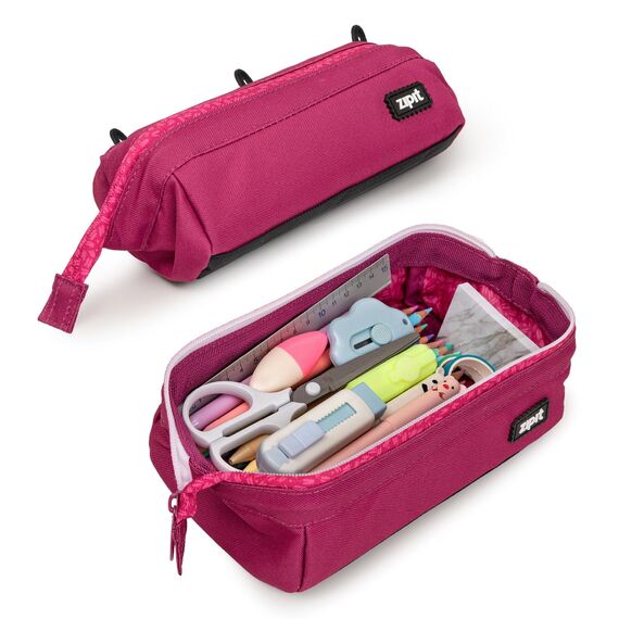 ZIPIT Lenny Federmäppchen für Mädchen, Großes Mäppchen für Schule und Büro, Etui mit breiter Öffnung, Federmappe Rosa
