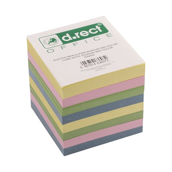D.RECT Zettelklotz Notizklotz Ersatzpapier (für Zettelbox) | 85x85x80mm circa 750 blatt | sortiert Pastellfarbmix