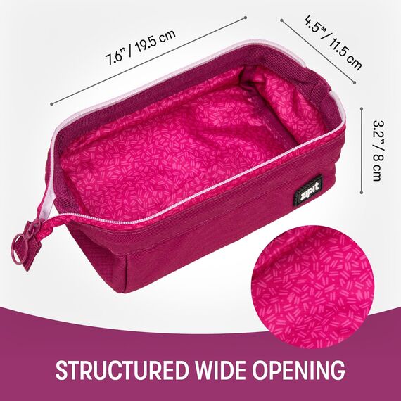ZIPIT Lenny Federmäppchen für Mädchen, Großes Mäppchen für Schule und Büro, Etui mit breiter Öffnung, Federmappe Rosa