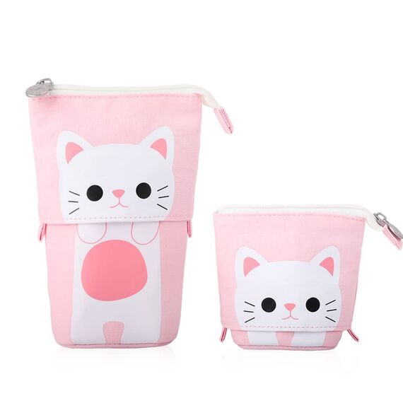 YeahBoom Federmäppchen Reißverschluss,2-in-1 Schlampermäppchen und Stifteköcher,Federmäppchen Mädchen,Ständer Bleistifthalter,Teleskopisch Mäppchen,Stifteköcher für Teenager Schülerin